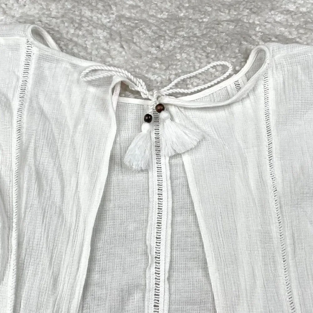 FREE PEOPLE White Open Back Tassel Neck Tie Swim Cover Up